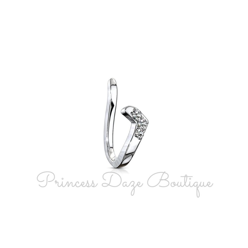 CZ Lined Small Chevron Non Piercing Nose / Ear Clips
